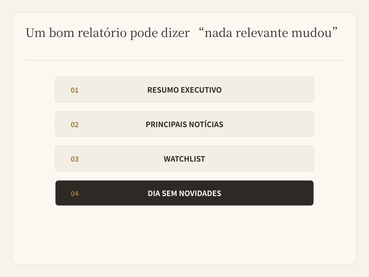 Um relatório diário precisa de critério de qualidade e não de quantidade fixa